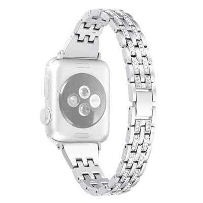 Kleurrijke Diamond RVS horlogeband voor Apple Watch serie 5 & 4 44mm/3 & 2 & 1 42mm (zilver)