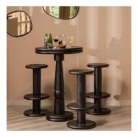 WOOOD Exclusive Barkruk 'Kolby' Mangohout, 40cm, kleur Zwart - thumbnail