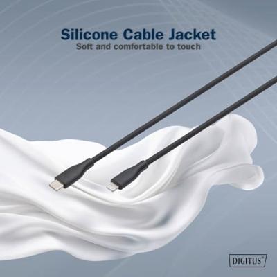 Digitus AK-600110-010-S USB-kabel USB 2.0 Apple Lightning stekker, USB-C stekker 1.00 m Zwart Flexibel, Zeer flexibel, Met USB, Silicone, Uitstekende Digitus AK-600110-010-S USB-kabel USB 2.0 Apple Lightning stekker, USB-C stekker 1.00 m Zwart Flexibel, Zeer flexibel, Met USB, Silicone, Uitstekende
