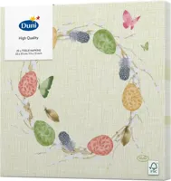 Duni 3-laags tissue servet joyful spring 33x33cm groen 20 stuks - thumbnail