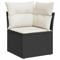 7-delige Loungeset met kussens poly rattan zwart - thumbnail