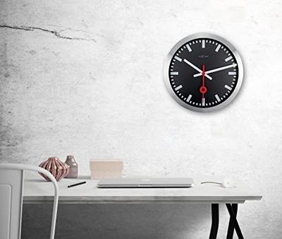 Wand-/tafelklok - Zwart - Aluminium - 'Station Stripe'
