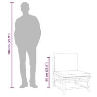 3-delige Loungeset met kussens bamboe lichtgrijs - thumbnail