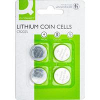 Q-CONNECT knoopcel, lithium, CR2025, blister van 4 stuks - thumbnail