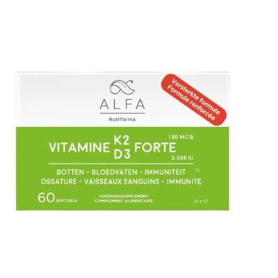 Alfa Vitamine K2 & D3 Forte Versterkte Formule 60Capsules