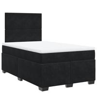 Boxspring met matras fluweel zwart 120x200 cm - thumbnail