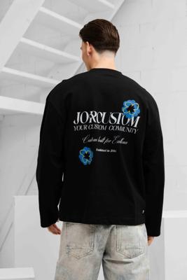 Jorcustom Flowers Longsleeve T-Shirt Heren Zwart - Maat S - Kleur: Zwart | Soccerfanshop