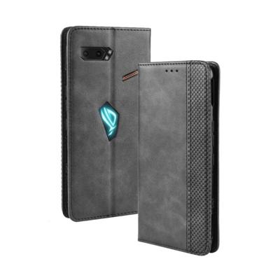 Magnetische gesp retro Crazy Horse textuur horizontale Flip lederen case voor ASUS ROG Phone II ZS660KL met houder & kaartsleuven & fotolijstjes (zwa