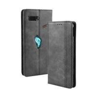 Magnetische gesp retro Crazy Horse textuur horizontale Flip lederen case voor ASUS ROG Phone II ZS660KL met houder & kaartsleuven & fotolijstjes (zwa - thumbnail