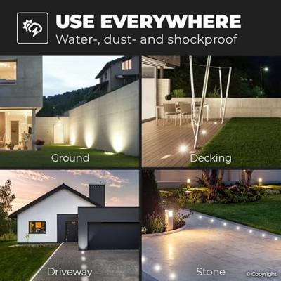 Set van 9 LED Grondspots vierkant buiten - Dimbaar - GU10 - 6500K daglicht wit - 4 Watt 345 Lumen - Tuinspot - Oprit - RVS - IP64 Waterdicht - thumbnail