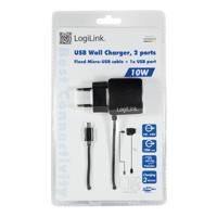 LogiLink PA0146 USB-stekkeradapter met micro-USB-kabel, 1 x USB-poort, 10 W zwart - thumbnail