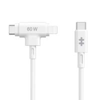 Hyper HyperJuice USB-C to USB-C and Lightning hybrid silicone cable (1.5m/60W) - White - thumbnail