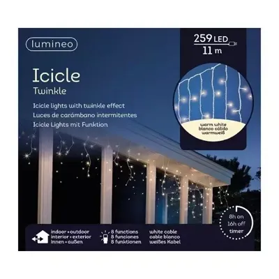 Lumineo icicle twinkle 259led 11m warm wit Lumineo icicle twinkle 259led 11m warm wit