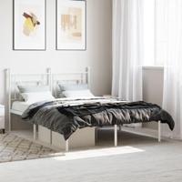 Bedframe met hoofdbord metaal wit 140x190 cm - thumbnail
