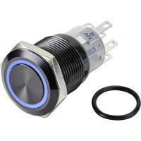 TRU COMPONENTS LAS1-AGQ-22E/B/12V/A Druktoets 250 V/AC 3 A 2x uit/(aan) Moment Blauw (Ø) 19 mm IP65 1 stuk(s) - thumbnail