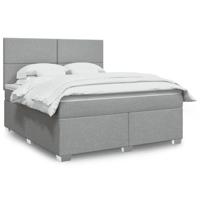 Boxspring met matras stof lichtgrijs 180x200 cm - thumbnail