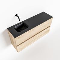 MONDIAZ ADA 100cm toiletmeubel washed oak. LEX wastafel urban links zonder kraangat - thumbnail