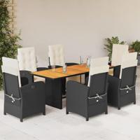 7-delige Tuinset met kussens poly rattan zwart - thumbnail