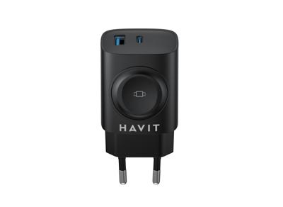 Havit UC132 EU - GaN 22 W dual-port lader met draadloze oplaadoptie, zwart - thumbnail