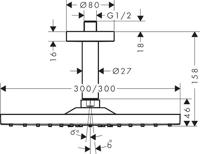 Hansgrohe Hoofddouche Raindance E 300 1jet Plafondbevestiging Mat Zwart - thumbnail