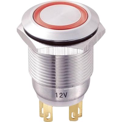 TRU COMPONENTS TC-8831256 LAS1-GQ-11E/R/12V Vandalismebestendige druktoets 250 V/AC 5 A 1x uit/(aan) Moment Rood IP65 1 stuk(s)