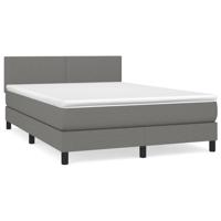 Boxspring met matras stof donkergrijs 140x190 cm - thumbnail