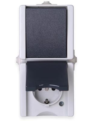 Kopp 139356003 proAQA Compleet Schakel-/stopcontact combinatie spatwaterdicht Grijs 1 stuks 1 stuk(s)