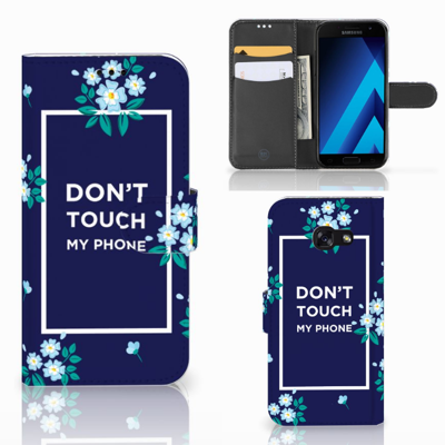 Samsung Galaxy A5 2017 Portemonnee Hoesje Flowers Blue DTMP
