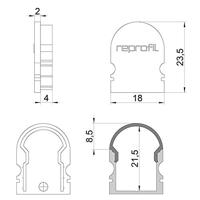 Deko Light 979532 Endkappe R-AU-02-12 Set 2 Stk, Schwarz Profieleindkap Kunststof (l x b x h) 18 x 6 x 23.5 mm 1 stuk(s) - thumbnail