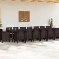 17-delige Tuinset met kussens poly rattan bruin - thumbnail