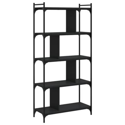 Boekenkast 5-laags 76x32x158 cm bewerkt hout zwart