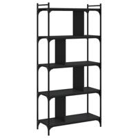 Boekenkast 5-laags 76x32x158 cm bewerkt hout zwart - thumbnail