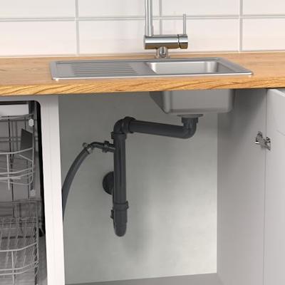 Kirchhoff ECO-SAVE Kunststof ruimtebesparende spoelbak buisvormige sifon, Grau, 1 1/2" H x 50 mm, met 3/4" apparaataansluiting - 98833649