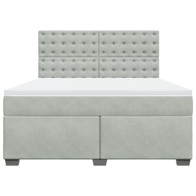 Boxspring met matras fluweel lichtgrijs 180x200 cm