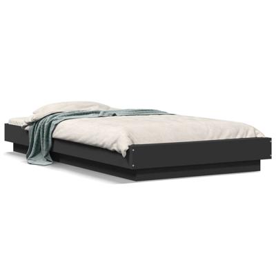 Bedframe met LED-verlichting bewerkt hout zwart 90x200 cm - thumbnail