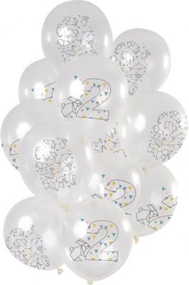 Folat Ballonnen origami cijfer 2 jaar 30 cm set van 12 | 24 stuks
