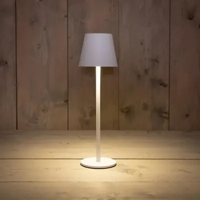 LED-tafellamp binnen/buiten met dimbare touch-aan/uitfunctie, warmwit, incl. 80 cm USB-kabel, metalen uitvoering, wit (B/H/D) 11x36x11 cm