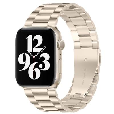 Stalen schakelband - Starlight / Sterrenlicht - Geschikt voor Apple watch 38mm / 40mm / 41mm / 42mm Stalen schakelband - Starlight / Sterrenlicht - Geschikt voor Apple watch 38mm / 40mm / 41mm / 42mm
