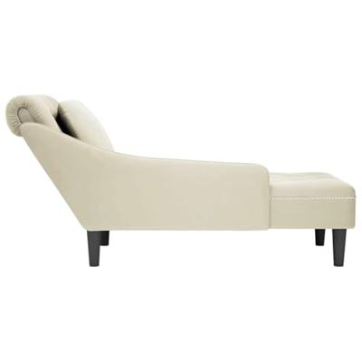 Chaise longue met kussen&rechterarmleuning fluweel crmekleurig