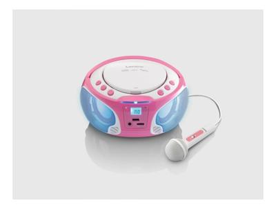 Draagbare FM Radio CD/MP3/USB Microfoon & Lichteffecten Roze Draagbare FM Radio CD/MP3/USB Microfoon & Lichteffecten Roze