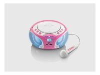 Draagbare FM Radio CD/MP3/USB Microfoon & Lichteffecten Roze - thumbnail