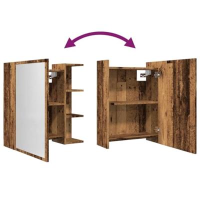 Badkamerspiegelkast 62,5x20,5x64cm bewerkt hout oud houtkleurig