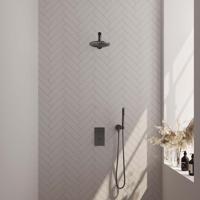 Brauer Gunmetal Carving Thermostatische Regendoucheset Inbouw - Hoofddouche 20 cm - Rechte Wandarm - 3 Weg - Handdouche Staaf - Doucheslang - Wandaansluitbocht - Gunmetal - thumbnail