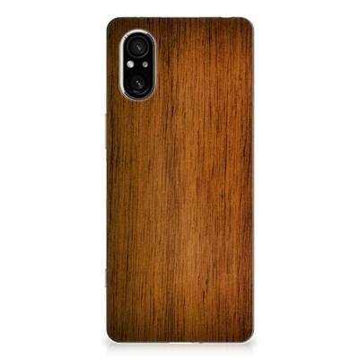 Sony Xperia 5 V | Bumper Hoesje | Donker Hout Sony Xperia 5 V | Bumper Hoesje | Donker Hout