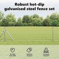 VidaXL Hek met paal zilver 0,8 x 25 m staal en pvc - thumbnail