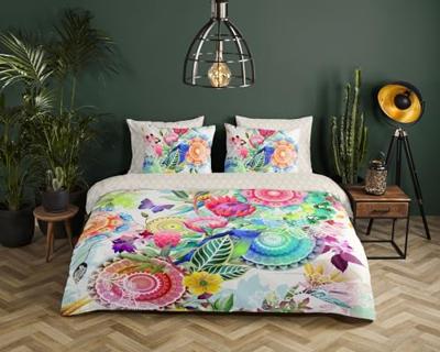 HIP Dekbedovertrek "mandala&apos;s, bloemen en een vogel" - Multi - (200x200/220 cm) - Katoen Satijn