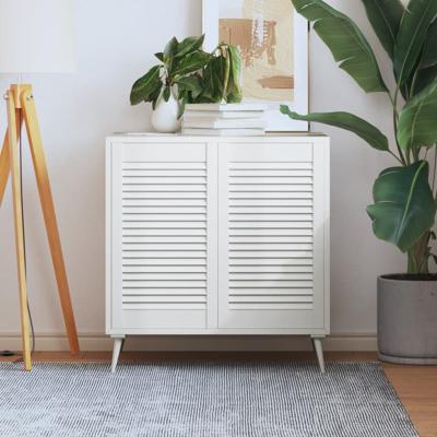 VidaXL Kastdeuren met lamellen 2 st 69x39,4 cm massief grenenhout wit