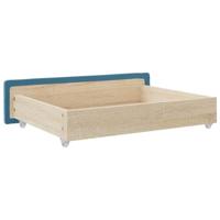 Bedlades 2 st bewerkt hout en fluweel blauw - thumbnail