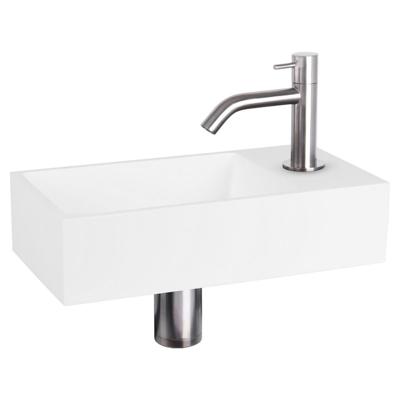 Differnz Solid fonteinset - 36x18.5x9cm - Rechthoek - 1 kraangat - Gebogen chromen matte kraan - Solid surface Wit SW543205/SW679905/SW696217/SW705498 Differnz Solid fonteinset - 36x18.5x9cm - Rechthoek - 1 kraangat - Gebogen chromen matte kraan - Solid surface Wit SW543205/SW679905/SW696217/SW705498