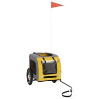 Hondenfietstrailer oxford stof en ijzer geel en grijs - thumbnail